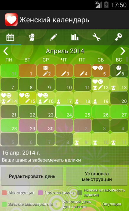 Женский Календарь для Андройд